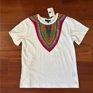 Diyanu kids white and red daishiki tee